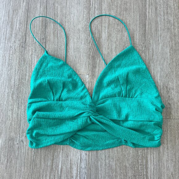 Womens Urban Outfitters Green Cropped Tank Top - L - Picture 1 of 5